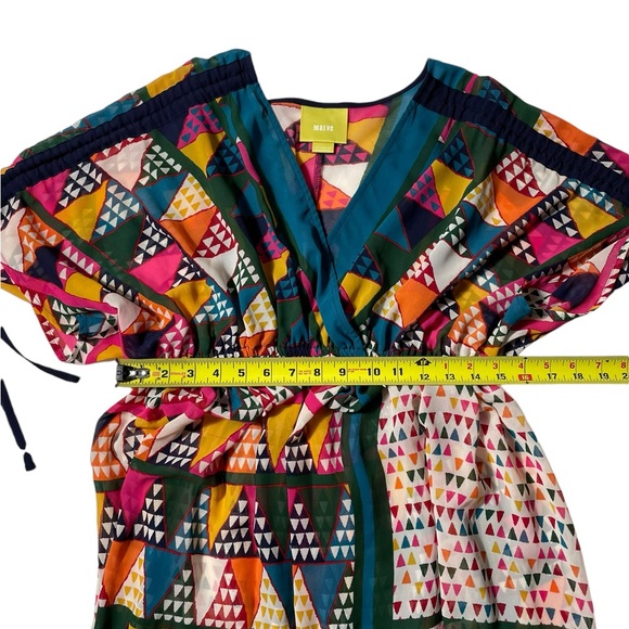 MAEVE ANTHROPOLOGIE Semi Sheer Multicolored Geometric Print mini Dress Size 4 - Picture 7 of 10